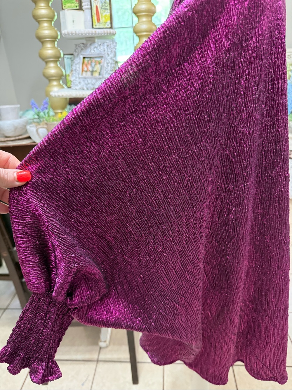 Fantastic Fawn Shimmery Magenta Long-Sleeve Knit Top - Picture 4 of 7